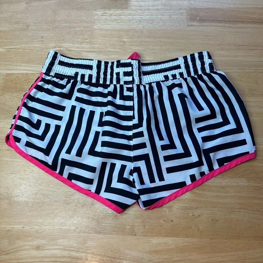 OP Ocean Pacific Vintage Girls Short Black White Hot Pink Size S Small